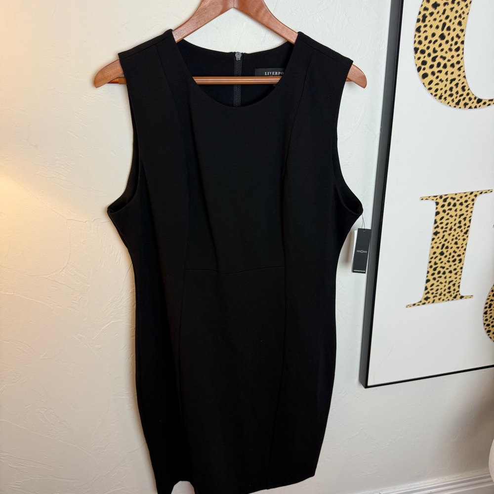 Liverpool Los Angeles Black Sleeveless Sheath Dress Size 10/30 NWT